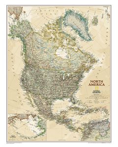 America North pol. antique flat map